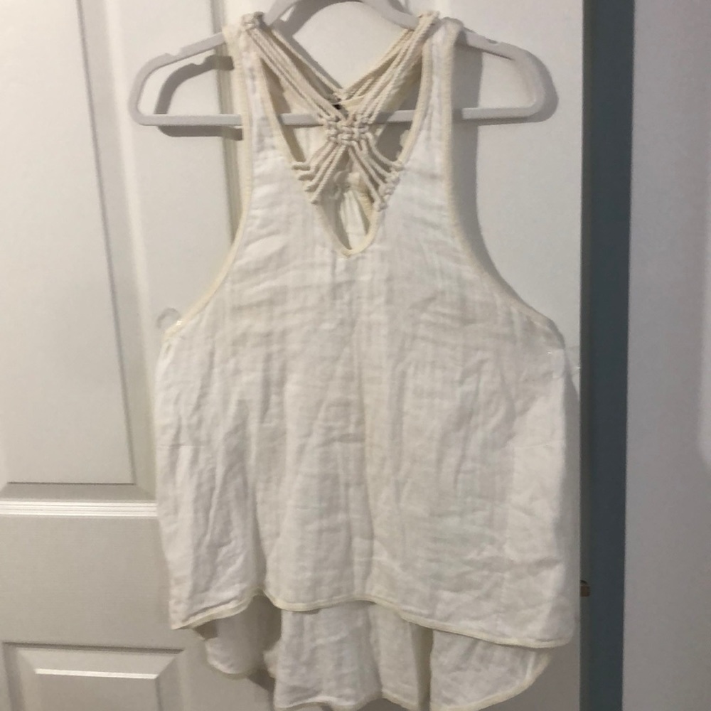 FREE PEOPLE Linen Tank White. Size small